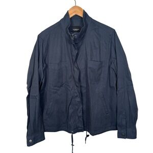 Liverpool Jacket Chore Coat Size Large Canvas Soft Carbon Blue Zip Moto‎ Army